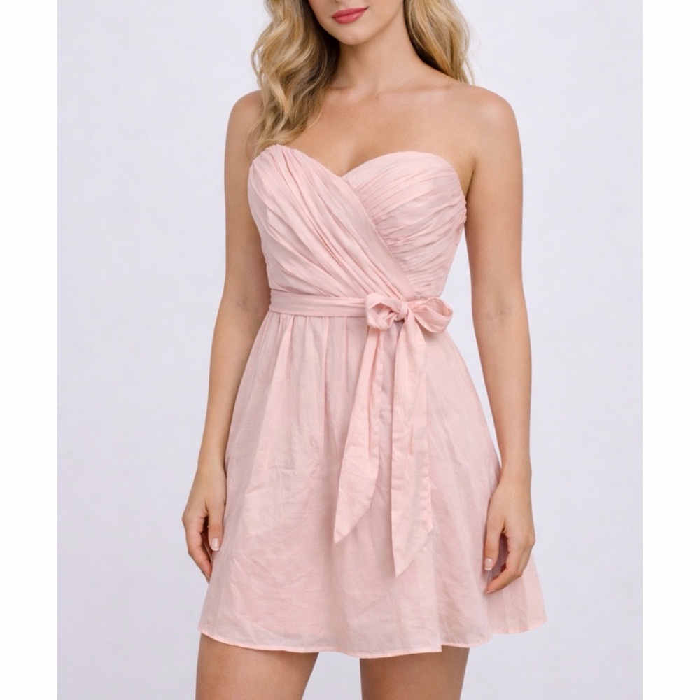 EXPRESS • Blush Pink Strapless Belted Mini Dress, 0